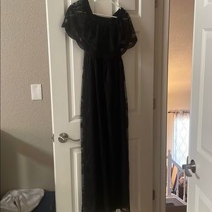 Pink blush lace black maternity dress